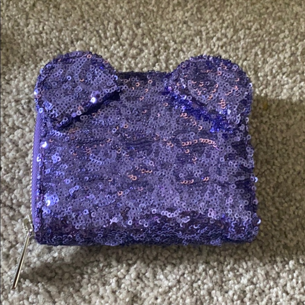 Purple sequined Disney Parks loungefly wallet